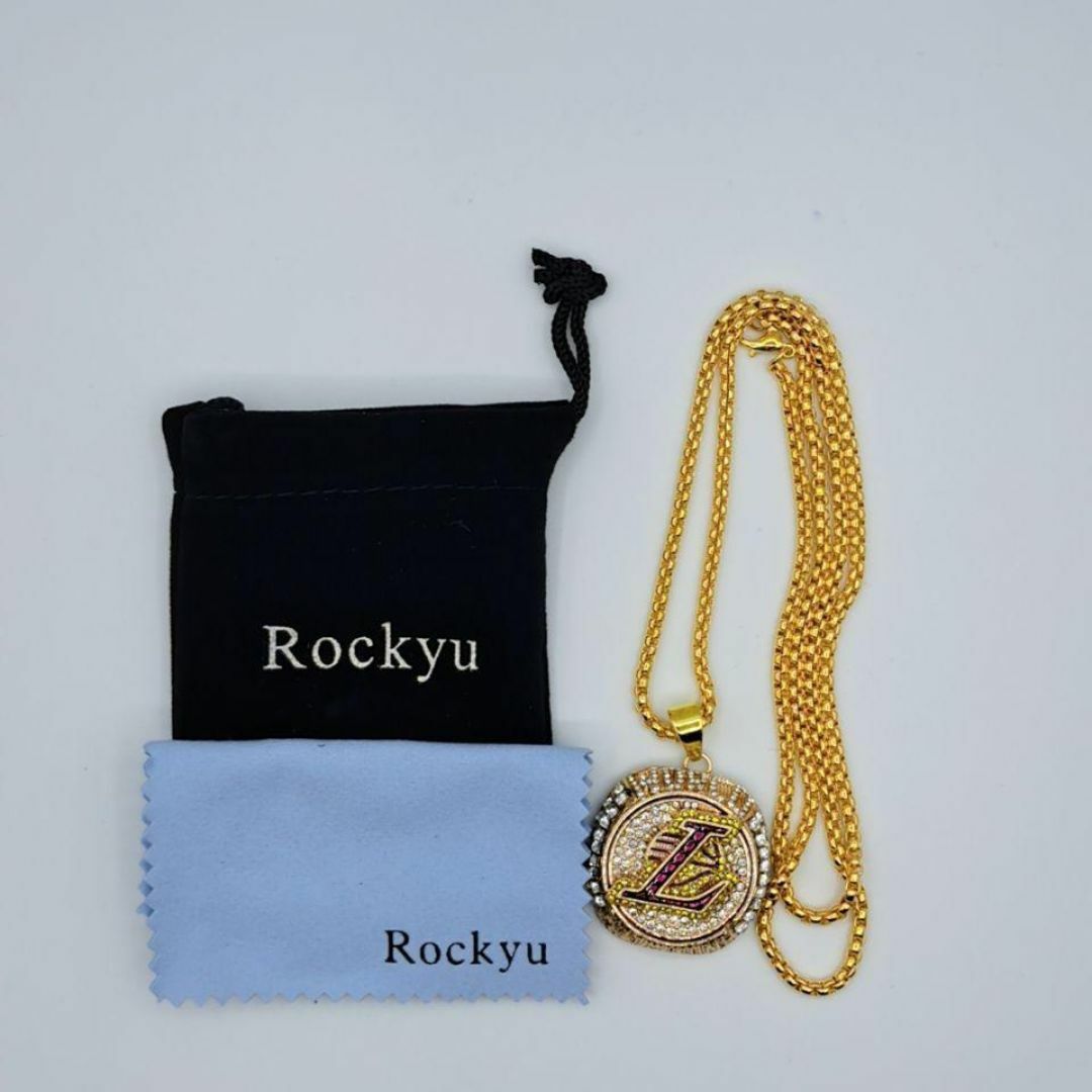 メンズ ネックレス Rockyu ネックレス メンズ 円形 ペンダント ゴールド メンズのアクセサリー(ネックレス)の商品写真
