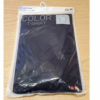 ユニクロ(UNIQLO)のUNIQLO カラーVネックTシャツ(半袖) ネイビー Mサイズ  綿77％(Tシャツ/カットソー(半袖/袖なし))