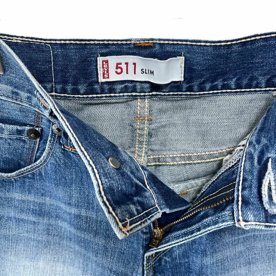 Levi's(リーバイス)のリーバイス 511 デニムハーフパンツ 古着 S ウォッシュ加工 ネイビーb67 メンズのパンツ(デニム/ジーンズ)の商品写真