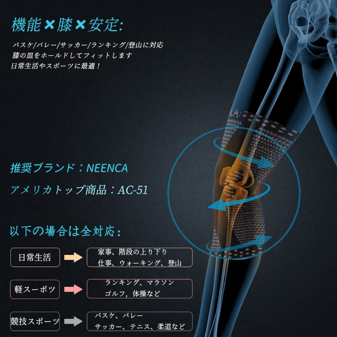 NEENCA 膝サポーター バレーボール ニーパッド 膝安定 スポーツ用 スポーツ/アウトドアのスポーツ/アウトドア その他(その他)の商品写真