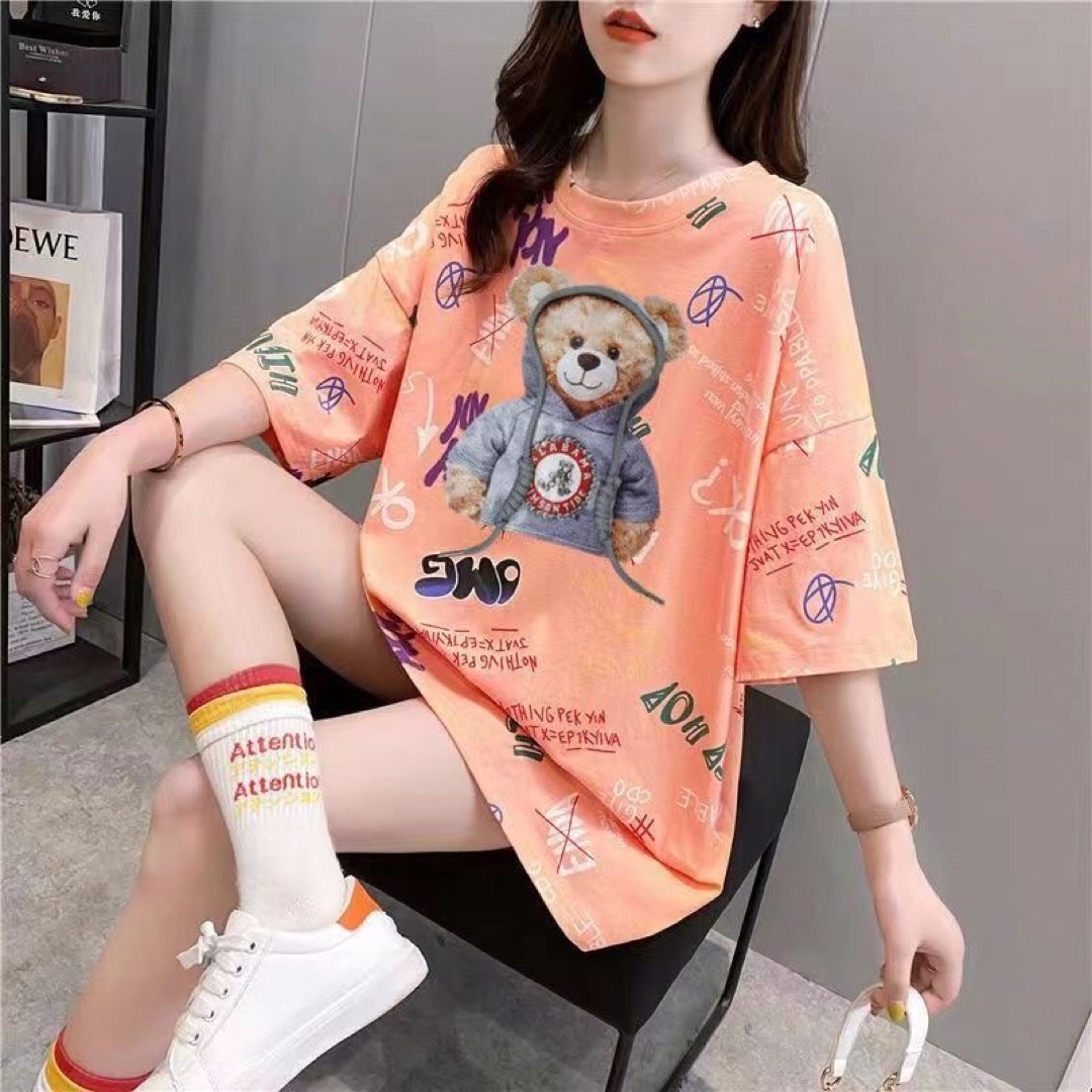 LUEA092レディース Tシャツ トップス 夏 ゆったり 可愛い 大きいサイズ レディースのトップス(Tシャツ(半袖/袖なし))の商品写真