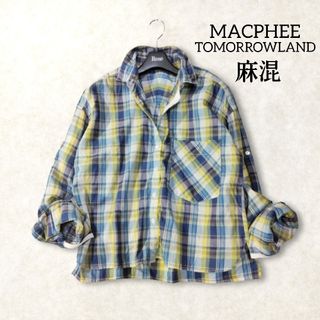 MACPHEE - マカフィー ✿ トゥモローランド 麻混 リネン混 チェック シャツ 長袖 ブルー