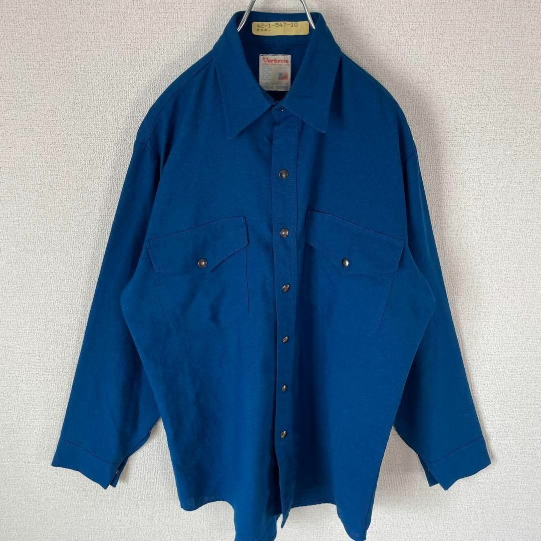 【オールシーズン使える1枚、USA製◎】vintage ワークシャツ古着90s メンズのトップス(シャツ)の商品写真