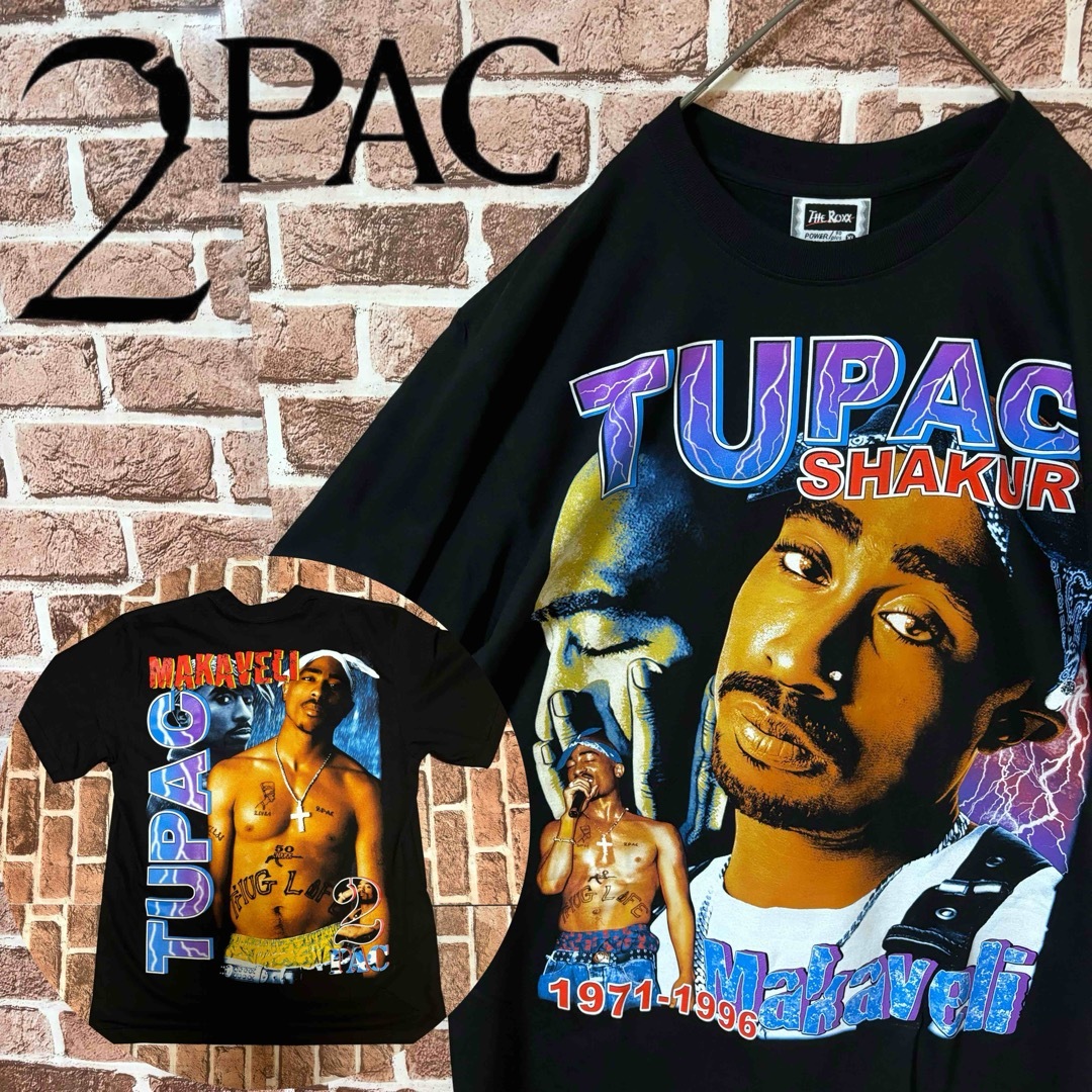 MUSIC TEE(ミュージックティー)の【大人気❗️】2PAC☆デカロゴ　両面プリント　ブラック　バンドTシャツ メンズのトップス(Tシャツ/カットソー(半袖/袖なし))の商品写真