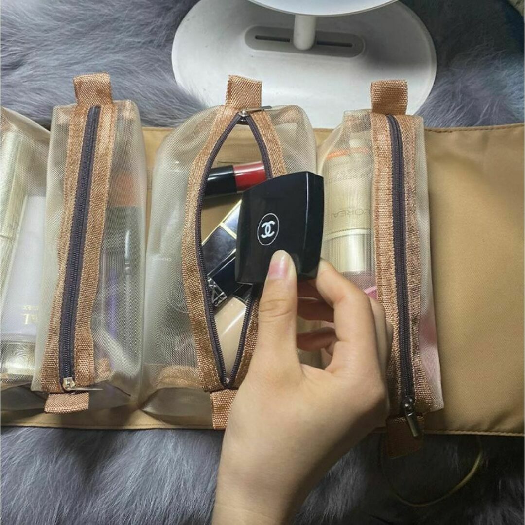 コンパクト　化粧ポーチ　ピンク　送料無料　トラベル　大容量　小分け　韓国 レディースのファッション小物(ポーチ)の商品写真