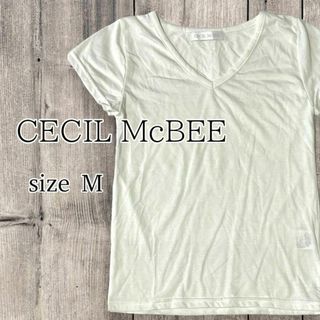 セシルマクビー(CECIL McBEE)のCECIL McBEE セシルマクビー Tシャツ Vネック オフホワイト M(Tシャツ(半袖/袖なし))