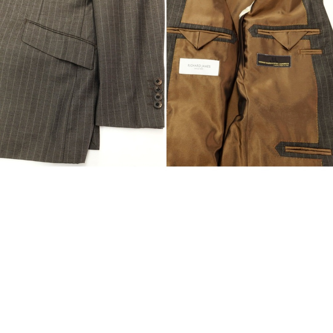 【中古】リチャードジェームス RICHARD JAMES ウールシルク ストライプ 2つボタンスーツ ブラウン【サイズ38】【メンズ】 メンズのスーツ(セットアップ)の商品写真
