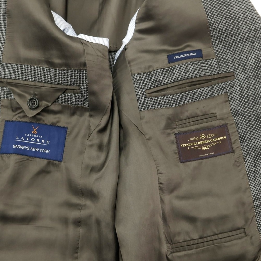 【中古】サルトリア ラトレ SARTORIA LATORRE ウール ハウンドトゥース柄 2つボタンスーツ グレーxブラック【サイズ48】【メンズ】 メンズのスーツ(セットアップ)の商品写真