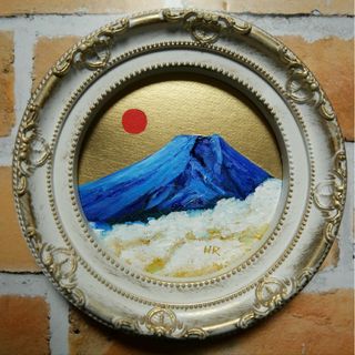 油絵 ミニ絵画【青の富士山】(絵画/タペストリー)