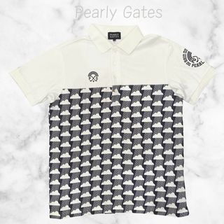 パーリーゲイツ(PEARLY GATES)のPearly gates　お天気雲マーク　総柄　プリントシャツ　size4(ポロシャツ)