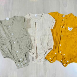 シーイン(SHEIN)のSHEIN シーイン 薄手 前開き 半袖 ロンパース 1-3M 60cm(ロンパース)