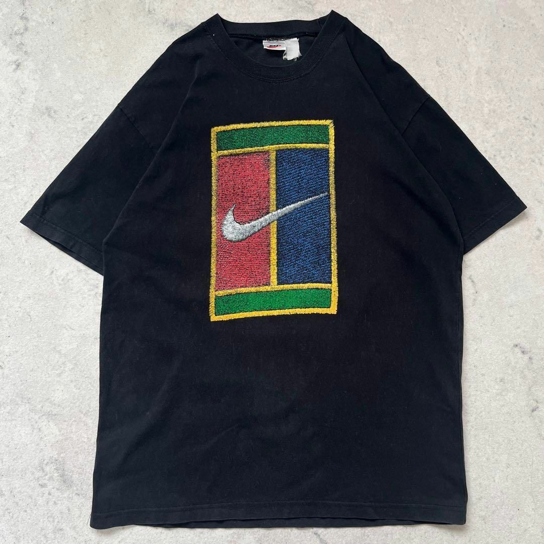 NIKE(ナイキ)の【90sヴィンテージ ナイキ】銀タグ テニス Tシャツ 黒ブラック nike メンズのトップス(Tシャツ/カットソー(半袖/袖なし))の商品写真