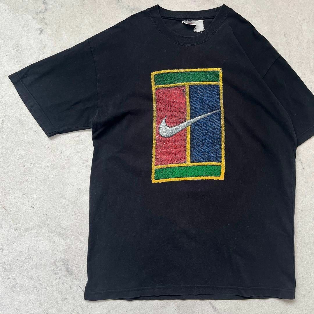 NIKE(ナイキ)の【90sヴィンテージ ナイキ】銀タグ テニス Tシャツ 黒ブラック nike メンズのトップス(Tシャツ/カットソー(半袖/袖なし))の商品写真