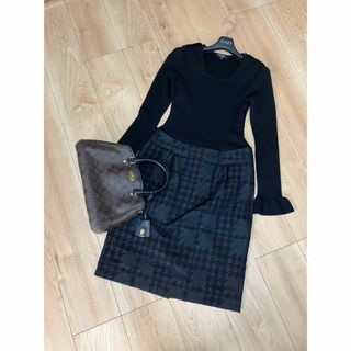 BURBERRY - 極美品　バーバリー　ロンドン　ワンピース　ニット　リブ　ドッキング　ブラック　黒