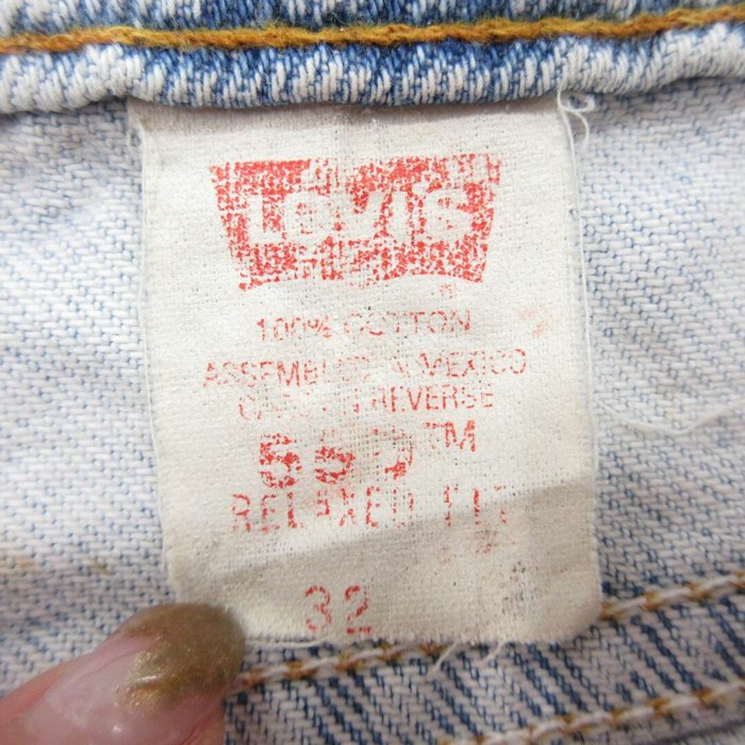 Levi's(リーバイス)のW32★古着 リーバイス Levis 550 ショート パンツ ショーツ メンズ 90年代 90s コットン 薄紺 ネイビー デニム 24may15 中古 ボトムス 短パン ショーパン ハーフ メンズのパンツ(ワークパンツ/カーゴパンツ)の商品写真