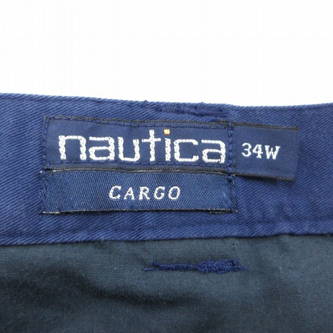 NAUTICA(ノーティカ)のW33★古着 ノーティカ NAUTICA ブランド ショート カーゴ パンツ ショーツ メンズ 90年代 90s コットン 紺 ネイビー 【spe】 24may15 中古 ボトムス 短パン ショーパン メンズのパンツ(ワークパンツ/カーゴパンツ)の商品写真