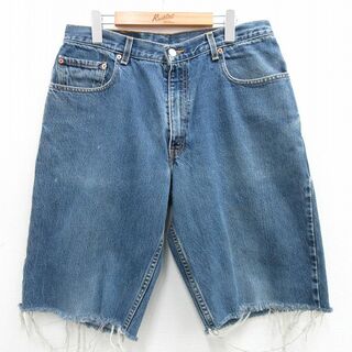 リーバイス(Levi's)のW33★古着 リーバイス Levis 560 ショート パンツ ショーツ メンズ 00年代 00s コットン 紺 ネイビー デニム 24may15 中古 ボトムス 短パン ショーパン ハーフ(ワークパンツ/カーゴパンツ)