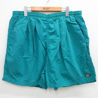 L.L.Bean - W37★古着 エルエルビーン LLBEAN ショート ナイロン トレーニング パンツ ショーツ メンズ 00年代 00s ワンポイントロゴ 青緑 【spe】 24may15 中古 ボトムス 短パン ショーパン