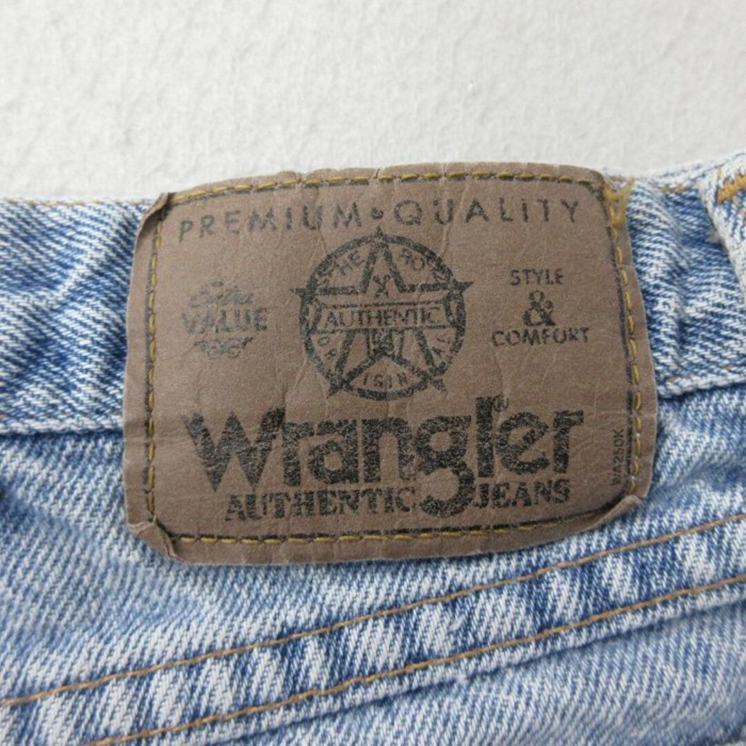 Wrangler(ラングラー)のW35★古着 ラングラー Wrangler ショート パンツ ショーツ メンズ 90年代 90s コットン USA製 紺 ネイビー デニム 【spe】 24may15 中古 ボトムス 短パン ショーパン ハーフ メンズのパンツ(ワークパンツ/カーゴパンツ)の商品写真