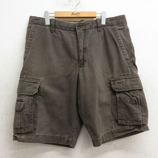 バナナリパブリック(Banana Republic)のW37★古着 バナナリパブリック BANANA REPUBLIC ブランド ショート カーゴ パンツ ショーツ メンズ コットン 茶 ブラウン 24may15 中古 ボトムス 短パン ショーパン(ワークパンツ/カーゴパンツ)