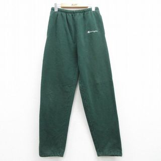 W32★古着 チャンピオン champion スウェット パンツ メンズ 90年代 90s ワンポイントロゴ USA製 緑 グリーン 24may15 中古 ボトムス ロング