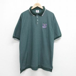 XL★古着 半袖 ポロ シャツ メンズ 90年代 90s NBA ミルウォーキーバックス 鹿の子 緑 グリーン バスケットボール 【spe】 24may15 中古 トップス(ポロシャツ)