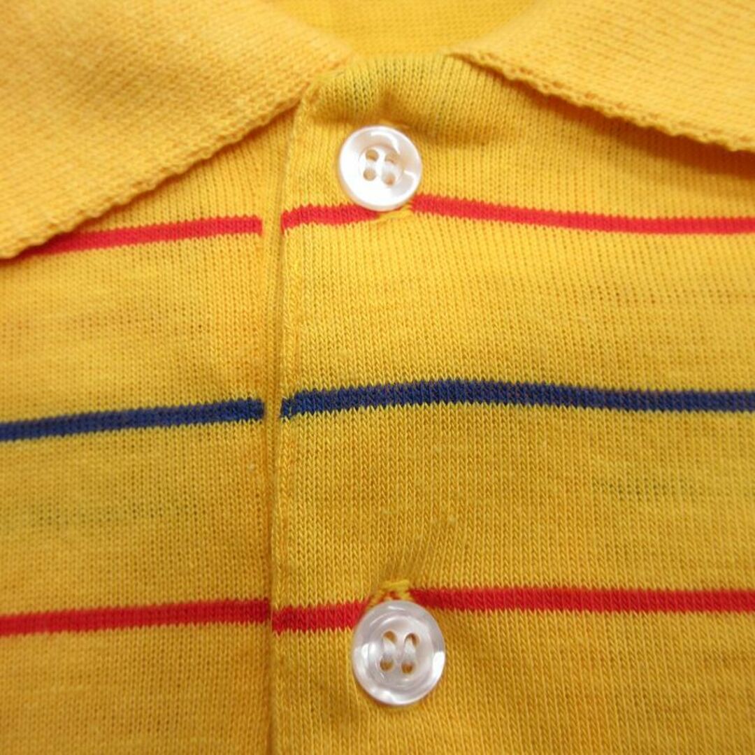 L★古着 半袖 ポロ シャツ メンズ 80年代 80s 黄他 イエロー ボーダー 24may15 中古 トップス メンズのトップス(ポロシャツ)の商品写真