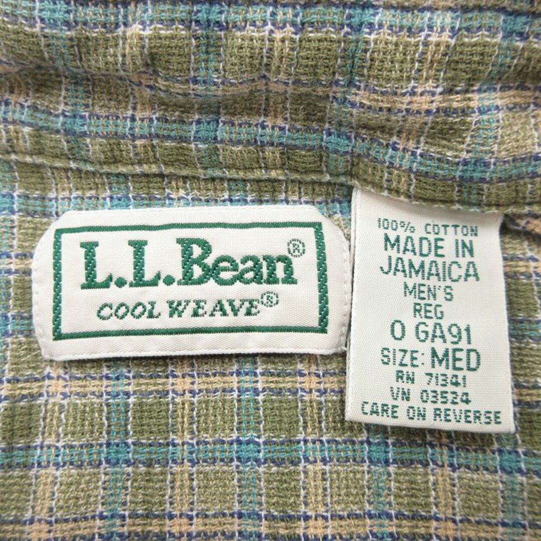 L.L.Bean(エルエルビーン)のL★古着 エルエルビーン LLBEAN 半袖 シャツ メンズ 00年代 00s コットン 緑他 グリーン チェック 【spe】 24may15 中古 トップス メンズのトップス(シャツ)の商品写真