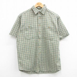 エルエルビーン(L.L.Bean)のL★古着 エルエルビーン LLBEAN 半袖 シャツ メンズ 00年代 00s コットン 緑他 グリーン チェック 【spe】 24may15 中古 トップス(シャツ)