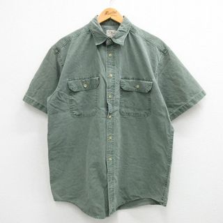 エルエルビーン(L.L.Bean)のL★古着 エルエルビーン LLBEAN 半袖 シャツ メンズ 00年代 00s コットン 緑 グリーン 24may15 中古 トップス(シャツ)