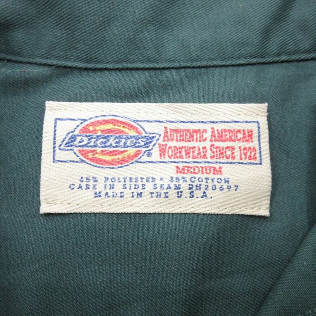 Dickies(ディッキーズ)のL★古着 ディッキーズ Dickies 半袖 ワーク シャツ メンズ 90年代 90s USA製 緑系 グリーン 24may15 中古 トップス メンズのトップス(シャツ)の商品写真