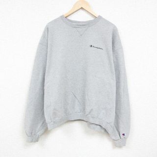 チャンピオン(Champion)のXL★古着 チャンピオン Champion 長袖 スウェット メンズ 00年代 00s ワンポイントロゴ 大きいサイズ クルーネック グレー 霜降り 24may15 中古 スエット トレーナー トップス(パーカー)