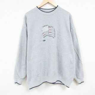 XL★古着 長袖 スウェット メンズ 00年代 00s ゴルフ 刺繍 大きいサイズ クルーネック グレー 霜降り 24may15 中古 スエット トレーナー トップス(パーカー)