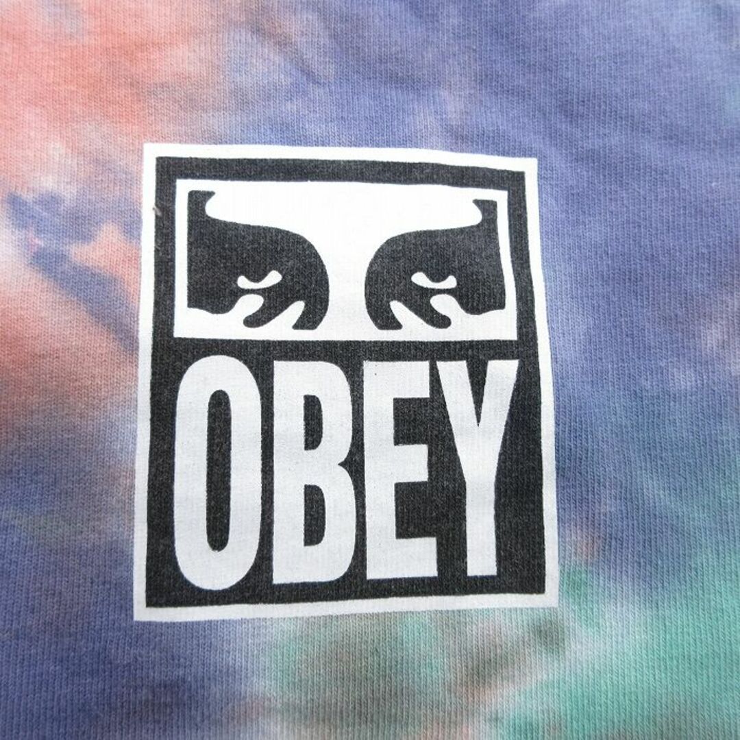 OBEY(オベイ)のXL★古着 オベイ OBEY 長袖 Tシャツ メンズ コットン クルーネック 紺他 ネイビー タイダイ 24may15 中古 メンズのトップス(Tシャツ/カットソー(半袖/袖なし))の商品写真