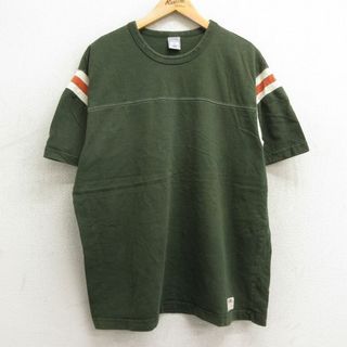 オールドネイビー(Old Navy)のXL★古着 オールドネイビー 半袖 ビンテージ フットボール Tシャツ メンズ 00年代 00s 無地 大きいサイズ コットン クルーネック 濃緑 グリーン 24may15 中古(Tシャツ/カットソー(半袖/袖なし))