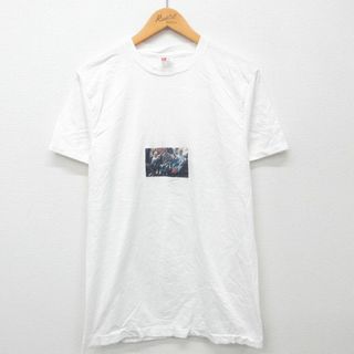 M★古着 ヘインズ Hanes 半袖 ビンテージ Tシャツ メンズ 90年代 90s フォトプリント 子供 コットン クルーネック 白 ホワイト 24may15 中古