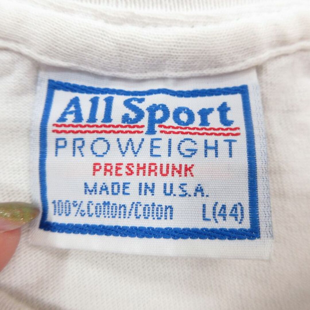 L★古着 All sport 半袖 ビンテージ Tシャツ メンズ 90年代 90s ゴスリングスブラックシールラム 酒 コットン クルーネック USA製 薄ベージュ カーキ 24may15 中古 メンズのトップス(Tシャツ/カットソー(半袖/袖なし))の商品写真