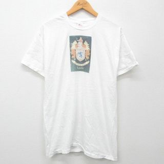 ヘインズ(Hanes)のL★古着 ヘインズ Hanes 半袖 ビンテージ Tシャツ メンズ 90年代 90s LYAN コットン クルーネック 白 ホワイト 24may15 中古(Tシャツ/カットソー(半袖/袖なし))