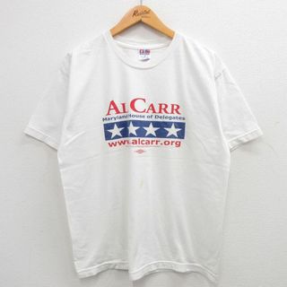 L★古着 半袖 ビンテージ Tシャツ メンズ 00年代 00s 星 ALCARR コットン クルーネック USA製 白 ホワイト 24may15 中古(Tシャツ/カットソー(半袖/袖なし))