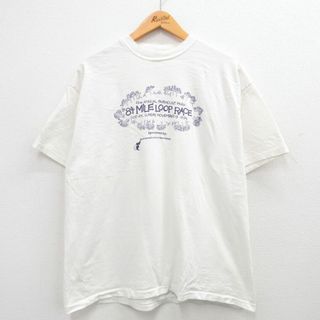 ヘインズ(Hanes)のXL★古着 ヘインズ Hanes 半袖 ビンテージ Tシャツ メンズ 90年代 90s マラソン 木 大きいサイズ コットン クルーネック USA製 白 ホワイト 24may15 中古(Tシャツ/カットソー(半袖/袖なし))