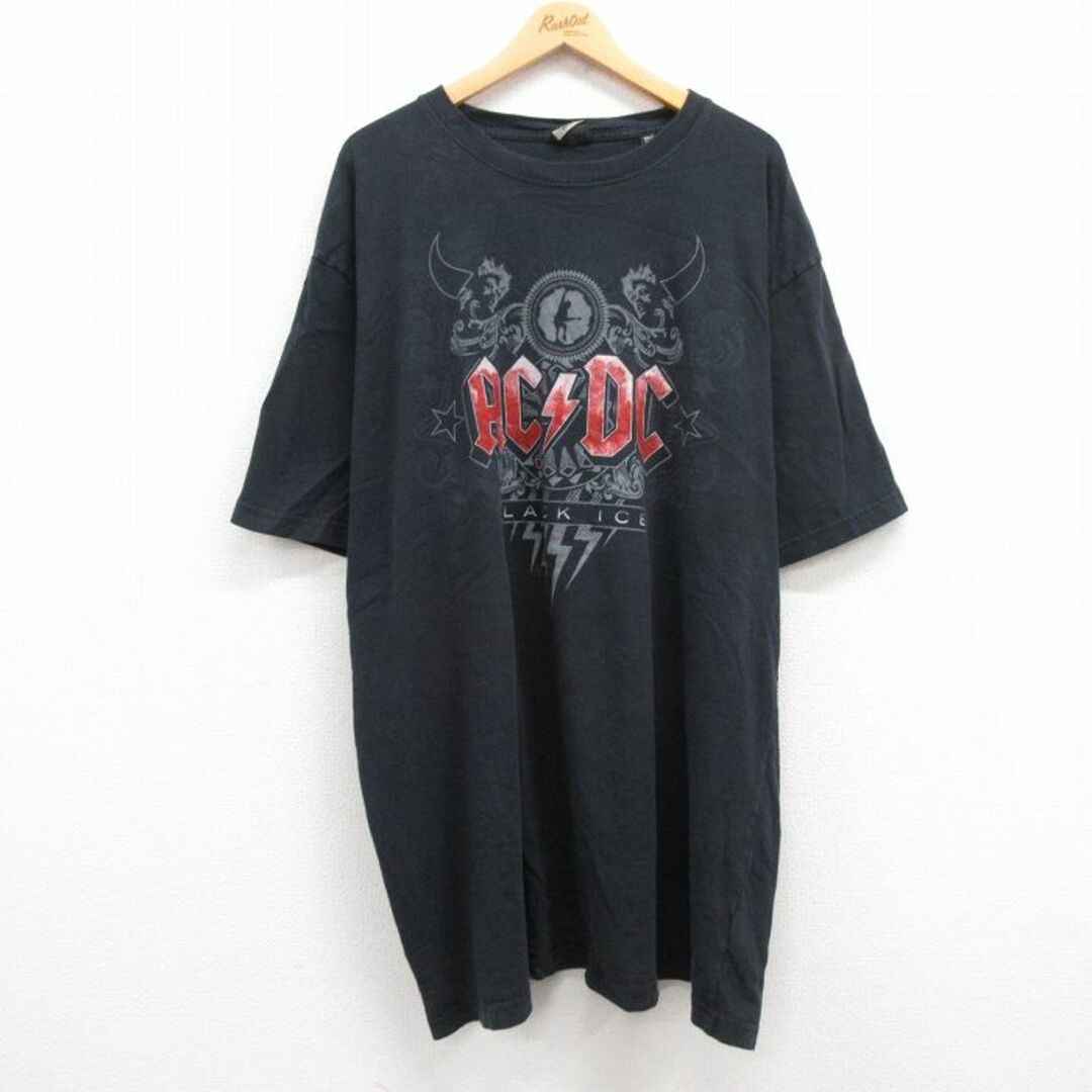 XL★古着 リキッドブルー 半袖 ビンテージ ロック バンド Tシャツ メンズ 00年代 00s AC/DC 大きいサイズ ロング丈 コットン クルーネック 黒 ブラック 【spe】 24may15 中古 メンズのトップス(Tシャツ/カットソー(半袖/袖なし))の商品写真