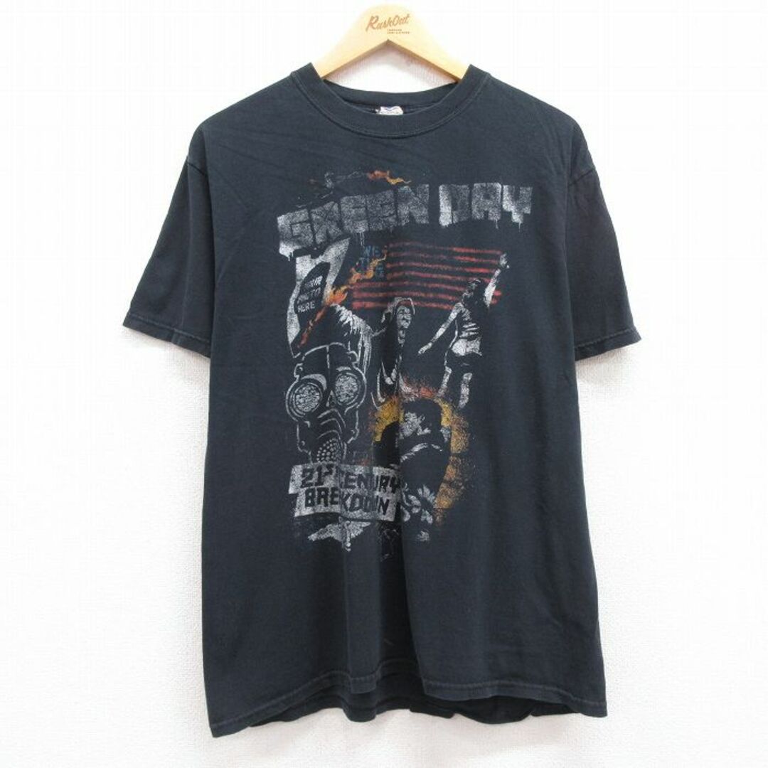 L★古着 半袖 ビンテージ ロック バンド Tシャツ メンズ 00年代 00s グリーンデイ クルーネック 黒 ブラック 24may15 中古 メンズのトップス(Tシャツ/カットソー(半袖/袖なし))の商品写真