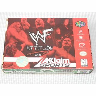 ニンテンドウ64(NINTENDO 64)のN64★WWF ATTITUDE 海外版 北米版 端子清掃済 ポスター付(家庭用ゲームソフト)