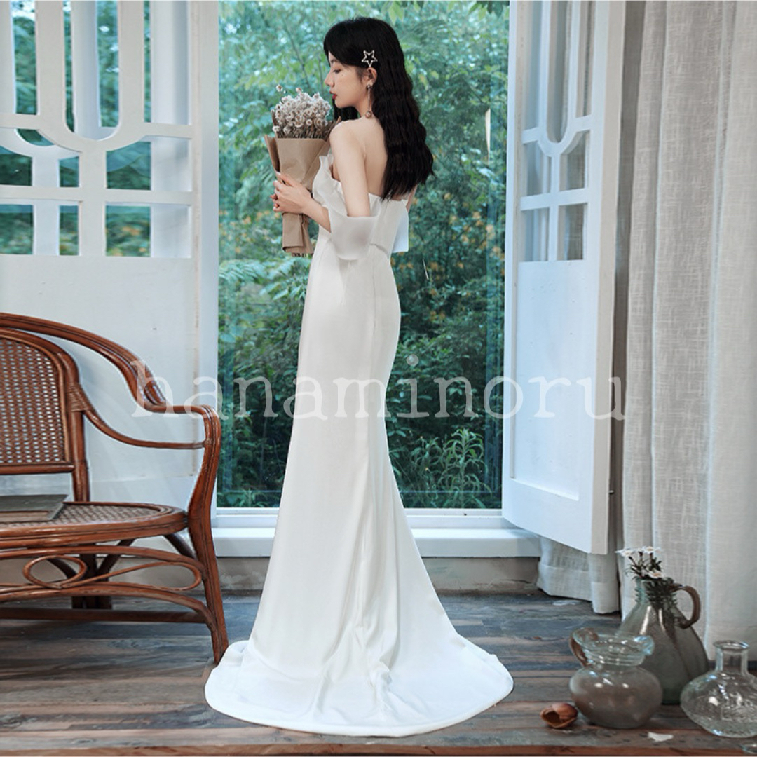 ウェディング　結婚式　ドレス　ウエディング　前撮り　二次会　フォト　花嫁 レディースのフォーマル/ドレス(ウェディングドレス)の商品写真