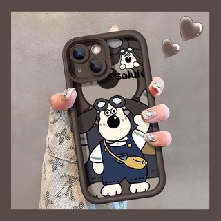 【大人気】スマホケース iPhone 15 ブラック グルミット 犬 茶 韓国(iPhoneケース)