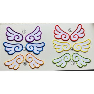 天使の羽 刺繍アイロンワッペン　①〜⑥の中からお選び下さい。(各種パーツ)