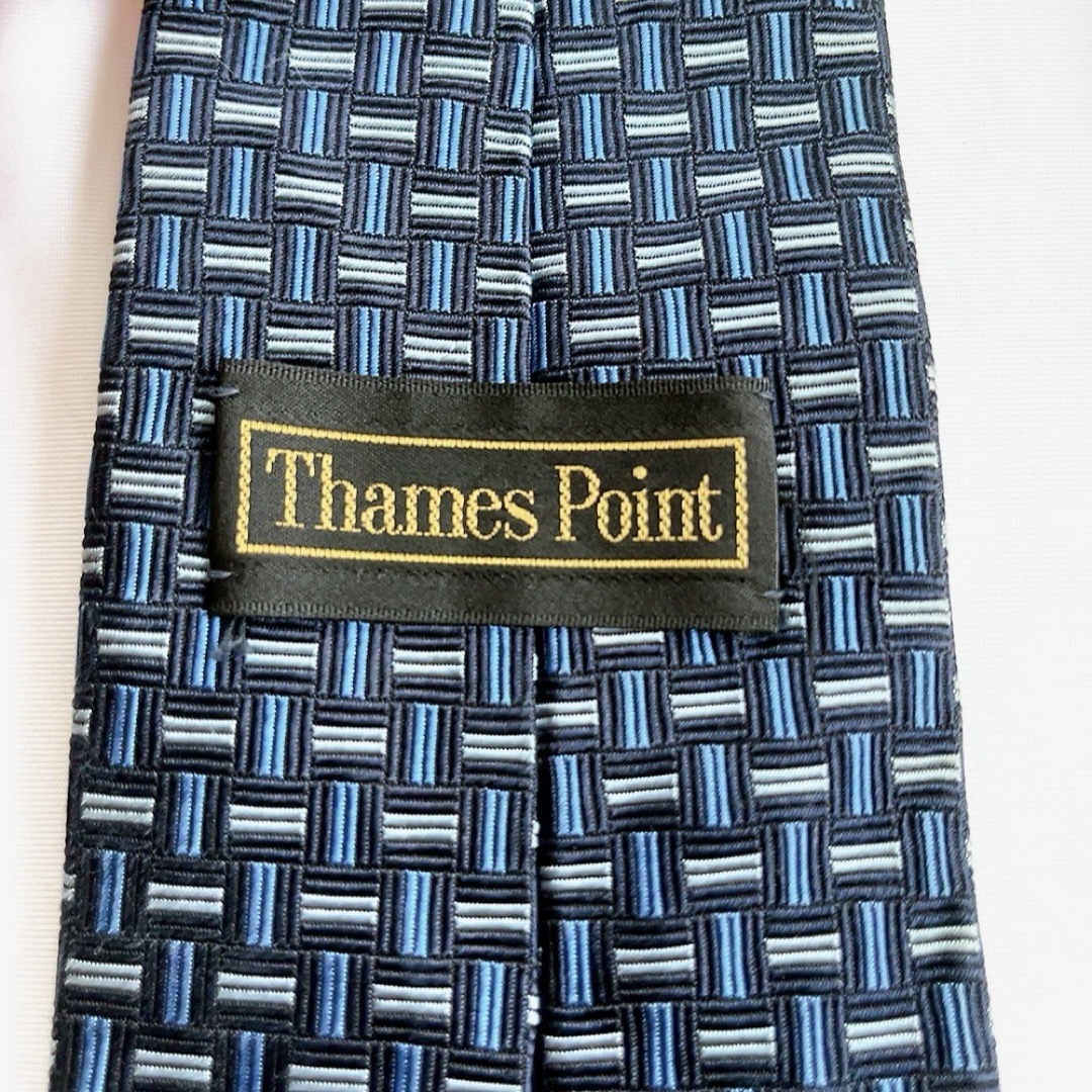 Thames Point★ネイビー★小紋柄★総シルク★日本製★ネクタイ★10 メンズのファッション小物(ネクタイ)の商品写真