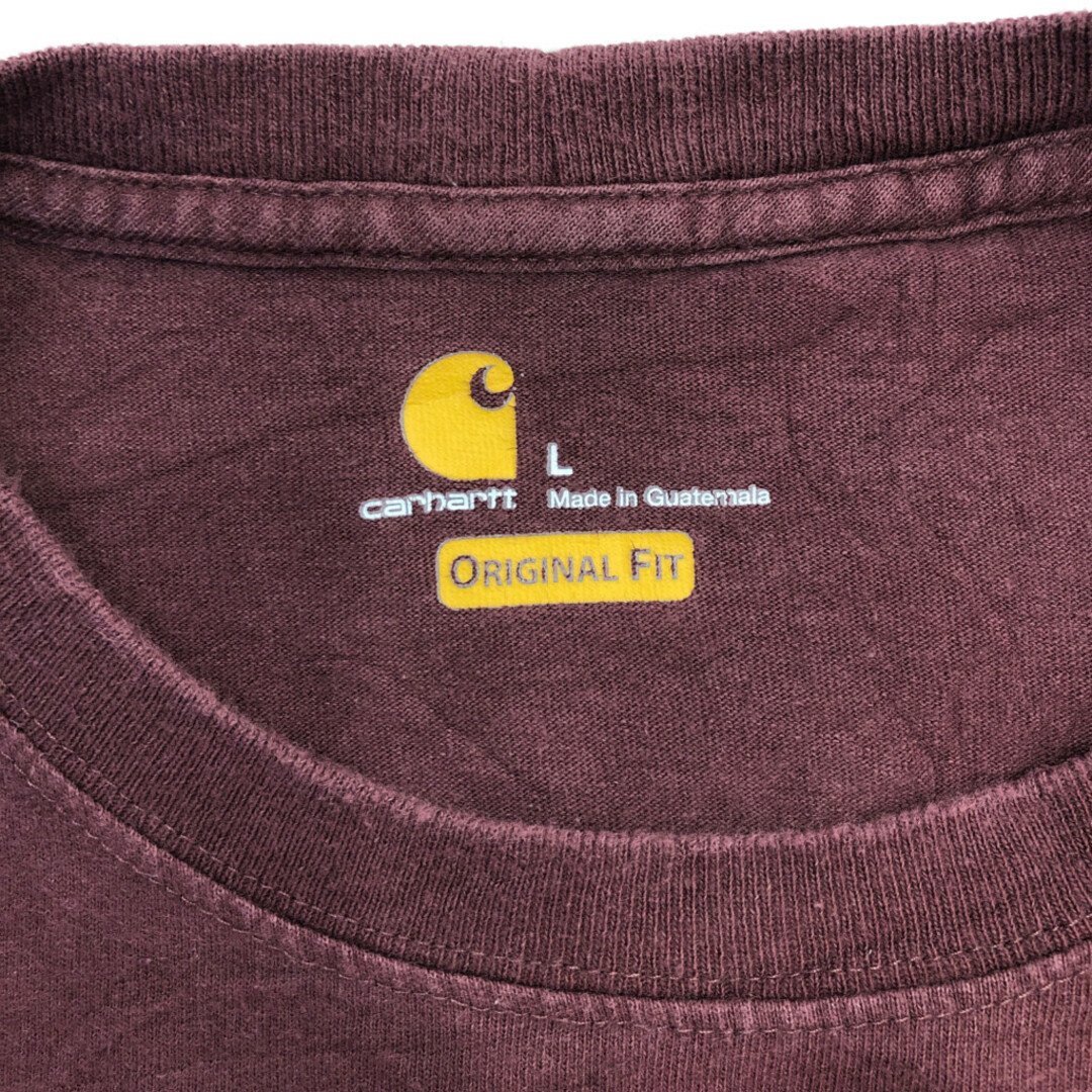 carhartt(カーハート)のCarhartt カーハート ポケット 半袖Ｔシャツ ロゴ バーガンディ (メンズ L) 中古 古着 Q6671 メンズのトップス(Tシャツ/カットソー(半袖/袖なし))の商品写真