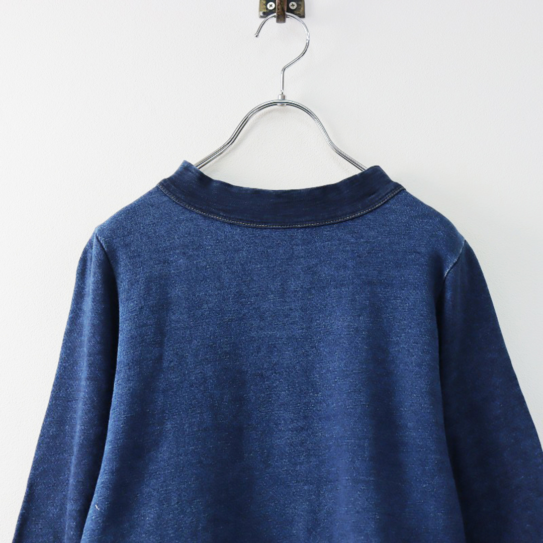 45R】裏毛deフラワー刺繍のパフスウェット(インディゴ 濃 45R】裏毛deフラワー刺繍のパフスウェット(インディゴ 濃