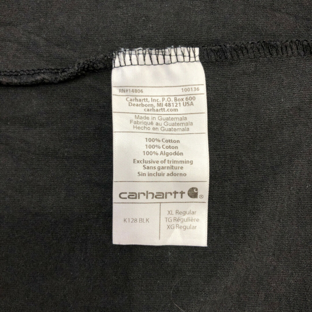 carhartt(カーハート)のCarhartt カーハート ヘンリーネック 長袖Ｔシャツ ワンポイント ブラック (メンズ XL) 中古 古着 Q6672 メンズのトップス(Tシャツ/カットソー(七分/長袖))の商品写真